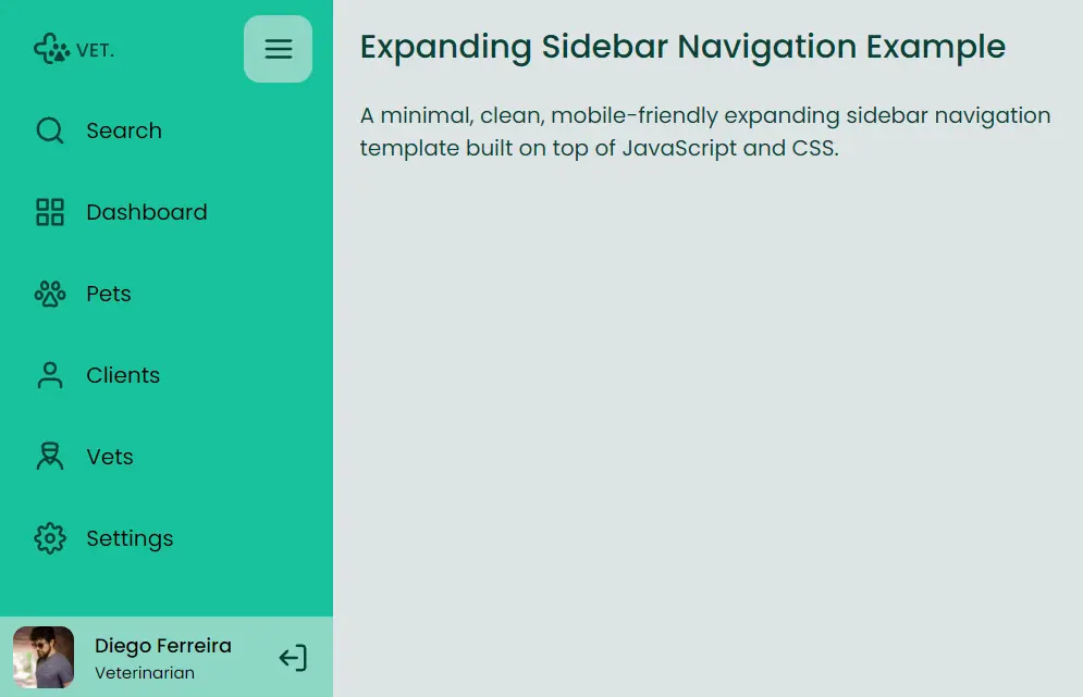 Expanding Sidebar Navigation